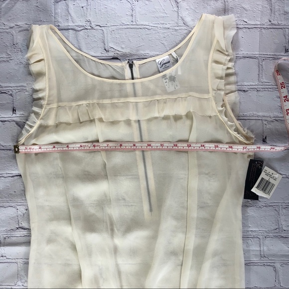 Guess Los Angeles Sheer Silk Cream Top Size L NWT - Picture 4 of 14